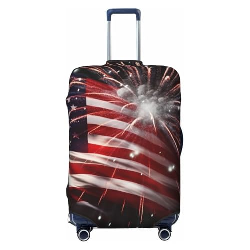 American Flag Firework Luggage Covers for Suitcase Elastic Suitcase Cover Protector Dustproof Anti-Scratch Thicken Travel Luggage Cover Washable Baggage Covers Fit 18-32 Inch Luggage Medium - Main Image