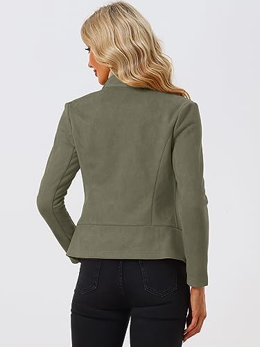 Image of Allegra K Women Faux Suede Jacket Lapel Draped Open Front Cardigan Casual Trendy Suede Blazer