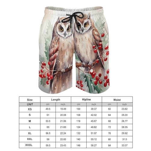 Mens Shorts Two Owls on The Tree Men Swim Trunks Quick-Dry Beach Shorts with Drawstring Pocket Bathing Suit2