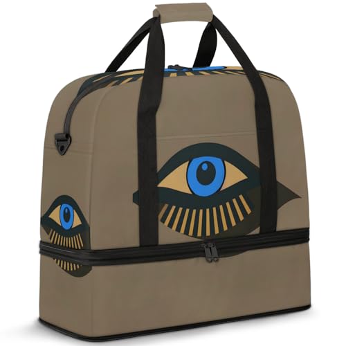 Large Weekender Overnight Bags Gray Eyes Simple Travel Duffel Bag for Women Men Gym Bag With Shoe Compartment Foldie Travel Tote Bag Carry On Personal Item Bag for Travel Gym Sports