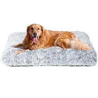 ULTRA SOFT FLUFFY PLUSH SURFACE - EHEYCIGA dog bed made of fluffy and smooth faux fur fabric, which is very soft and comfortable. This fluffy dog bed will provide dogs with soft touch and make them feel secure. BREATHABLE FILLING MATERIAL - The inter...