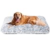 EHEYCIGA Fluffy Dog Crate Bed for Extra Large Dogs, Plush Faux Fur Pad, Calming Anti Anxiety XL Bed for Crate, Washable Soft Warm Dog Mat with Non-Slip Bottom, Grey