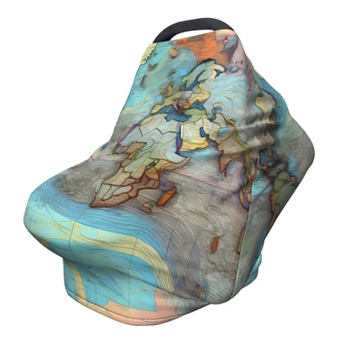 XZDHYZ Cartoon world map Versatile full-print Stroller Chair Cover/Nursing Cover, specially designed for your baby, Black