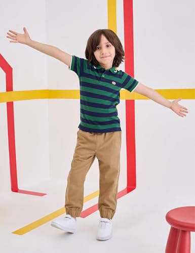 Image of Amazon Brand - Symbol Boys Cotton Rich Striped Polo Tshirt | Collar Tshirts | Half Sleeves | Regular Fit