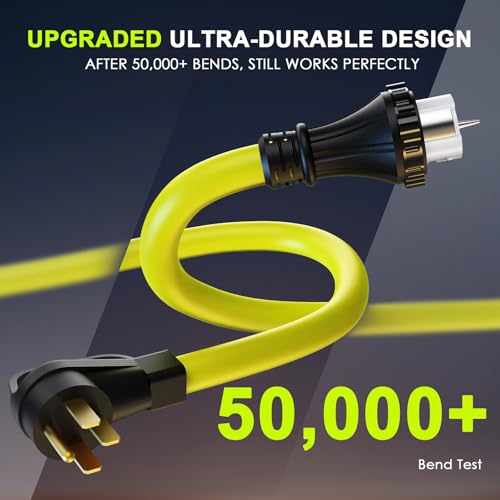 50 Amp Generator Cord 15FT and Power Inlet Box, NEMA 14-50P Male to SS2-50R 125/250V Twist Lock Connector with Pre-Drilled NEMA SS2-50P Generator Inlet Box for Generator to House, ETL Listed