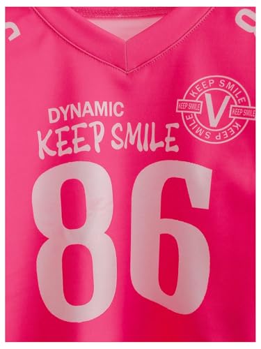 MakeMeChic Girl's Letter Graphic V Neck Tee Shirt Short Sleeve Summer Jersey Top3