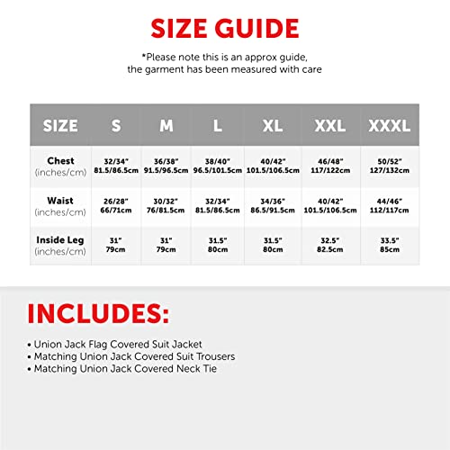 Adults Union Jack Suit - Union Jack Suit Jacket and Trousers - King's Coronation, VE Day, Jubilee, Britain Fancy Dress Costume