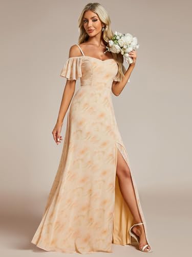 Image of Ever-Pretty Women's Formal Dresses Off Shoulder Short Sleeve Split A-Line Floor Length Bridesmaid Dresses 0237