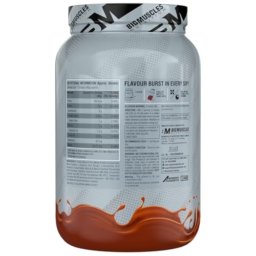 Image of Bigmuscles Nutrition Crude Whey - 1 kg (Rich Chocolate) | US FDA REGD. BRAND | Whey Protein Concentrate 80%, 24g Protein, 5.5g BCAA, 4 g Glutamine