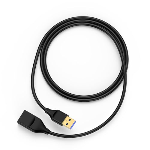 USB Extension Cable 6FT USB Male to Female Extender Cord for Keyboard/Mouse/Flash Drive/Printer/Camera/Webcam/Hard Drive/USB Hub/Headset,High Data Transfer USB3.0 Extension Cord - Black