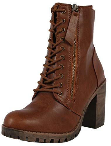 Image of Soda Women's Malia Faux Lace Up Chunky Lug Sole Combat Boot