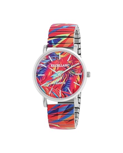 Armbanduhr Damen Bunt Grün Regenbogen Schwarz | Ausgefallene Damenuhr mit Zugarmband | Bunte Damenuhren außergewöhnlich – Raptor Stil Uhr Frauen modisch farbig
