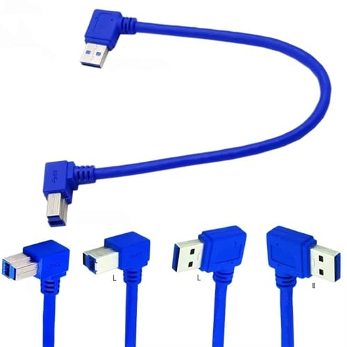 For 5gbps USB 3.0 data transfer cable, male A to male B, 90 degree angle, left/right adapter for hard drives, printers, and scan