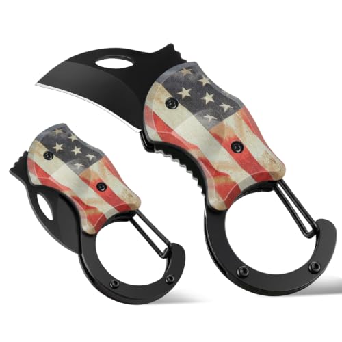 Image of FUNBRO Small Folding Pocket Knife, 1.34 in Stainless Blade, USA Flag Design