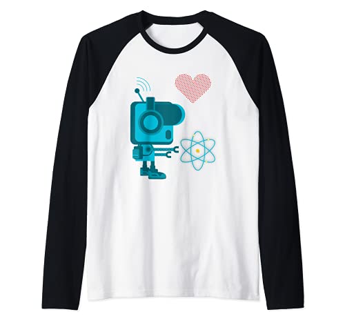 Amante de la Ciencia Robot Energía Atómica Amor Física Nerd Camiseta Manga Raglan