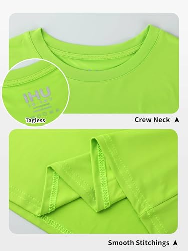 Image of Boys Neon Shirts Dry Fit Athletic T Shirts UPF 50+ Performance Cooling Shirt Short Sleeve Rash Guard Kids Top for Boys Girls