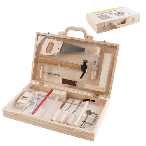 NUKied Werkzeugkasten,Werkzeug Kinder ab 3 Jahre, aus Holz mit...