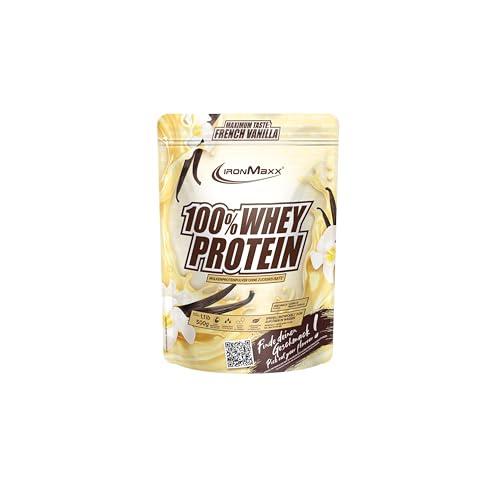IronMaxx 100% Whey Protein Powder - French Vanilla 500g sobre | proteína de suero de leche en polvo soluble en agua y bajo en azúcar | muchos sabores diferentes