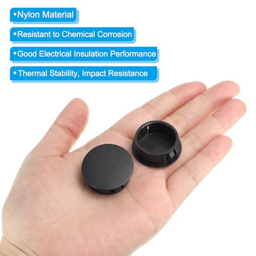 Image of PATIKIL Hole Plugs Plastic, 100 Pcs 25mm(1 inch) Screw Bumper Hole Plug Flush Snap Type Round Hole Cover Caps for Round Holes Cabinet Furniture Kitchen, Black