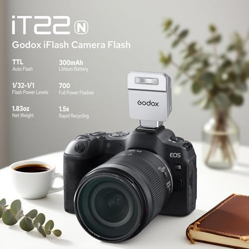 Image of Godox iT22 iT22-N Flash for Nikon, Mini TTL Flash with Intuitive Screen, 1.5s Recycle, 700 Full Power Flashes, USB-C Charge, Built-in Battery, GODOX iT22N iT22 N Pocket Flash Speedlight (Silver)