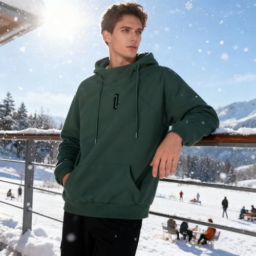 Fleece Hoodies for Men High Neck Sweatshirts Casual Loose Fit Lightweight Techwear Pullover Fall Winter4