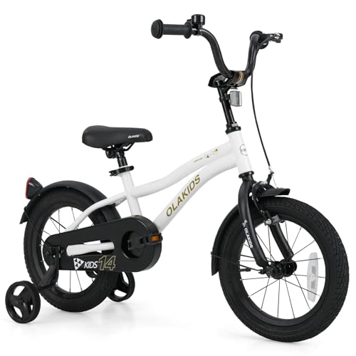 Image of Olakids Kids Bike, 12 14 16 18 Inch Toddlers Bike with Training Wheels Safety Bell Adjustable Seat and Handlebar, Handbrake and Coaster Brake, Children's Bicycle for Boys Girls