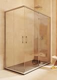 Box doccia 2 scorrevoli + 2 fissi, con profilo inferiore, REVERSIBILE, Vetro sicurezza 6mm anticalcare- 77,5-80 x 117,5-120cm – H = 195cm, Argento