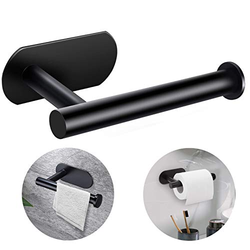 Soporte para Papel higinico para bao,Portarrollo para Papel,Higinico Autoadhesivo,portarrollos bao Negro,Portarrollo para Papel Higinico Adhesivo,Soporte para Rollo de Papel Higinico (Negro)