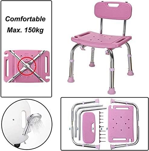 Silla de Ducha Bañera Estable, Liviana y portátil, Silla de Ducha for discapacitados de Altura Ajustable con Respaldo, Taburete Resistente for Asiento de bañera