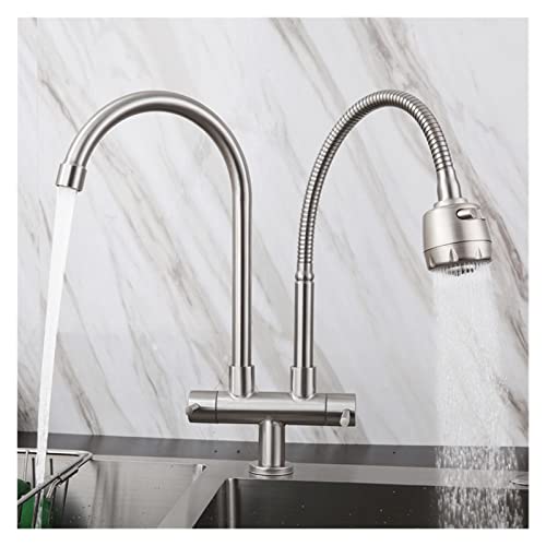 Grifos de fregadero giratorio de cocina acero inoxidable 304 con doble tubería universal 3