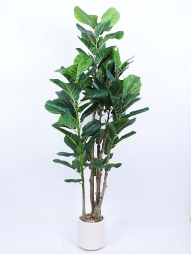 Image of ARICK DECOR 6Ft Artificial Fiddle Leaf Fig Tree with Pot for Faux Tree with Large Realistic Trunks and Big Leaves, Fake Floor Potted Artificial Plants (Multicolor-42) (5.1Ft-Leaf-Green)