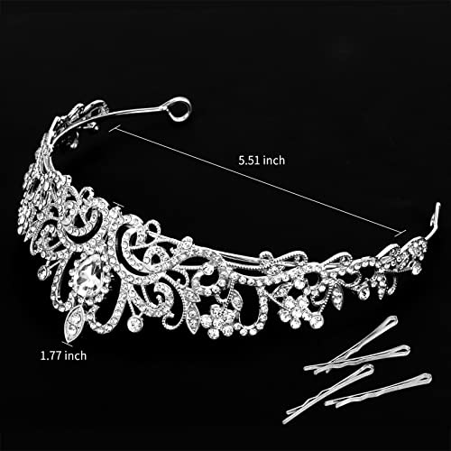 CIEHER Silver Tiara Crowns for Women Girls Princess Crown Tiaras for Women Bridal Wedding Prom Quinceanera Birthday Crown Christmas Crown Gifts Hair Accessories for Women Girls - Thumbnail 7
