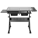 [Espace spacieux] : un espace de travail spacieux de 85 x 60 cm, une grande table à dessin pour vous inspirer et une table de rangement à droite pour garder les gadgets à portée de main et garder votre bureau bien rangé.