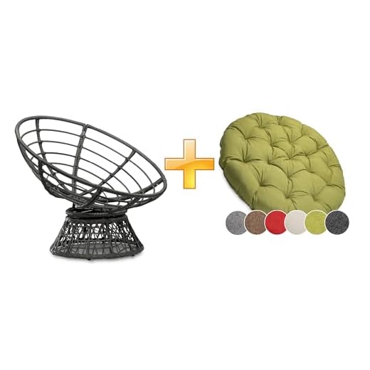 Sunnypillow Fauteuil Papasan Pivotant 360° – Grand Confort avec Coussin Épais Ø 120 cm – Rotin Hydrofuge & Résistant UV – Intérieur & Extérieur – Fauteuil Rond pour Jardin, Terrasse, Balcon – Vert
