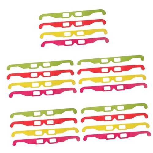 iplusmile Gafas 3D Anaglifo De Cartón para Niños y Adultos, Estilo Colorido, Lentes Múltiples Colores (Rojo, Amarillo, Verde, Rosa), Uso para Películas y Juegos 3D, Paquete De 20 Unidades