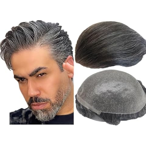 N.L.W. NLW European human hair toupee for men with Soft PU thin skin 10x8 Straight hair pieces human hair replacement system for men hair prosthesis units #1b20 color Cover