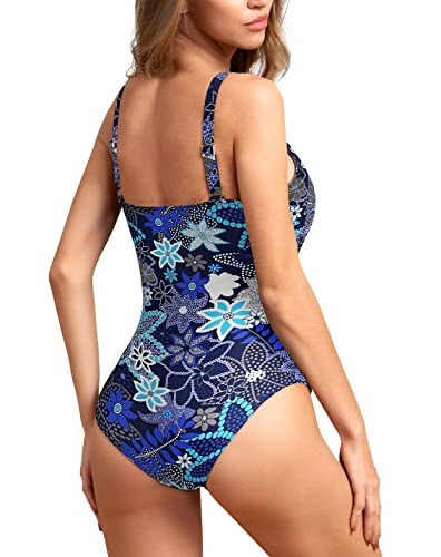 Image of Upopby Women's Vintage Padded Push up One Piece Swimsuits Tummy Control Bathing Suits Plus Size Swimwear