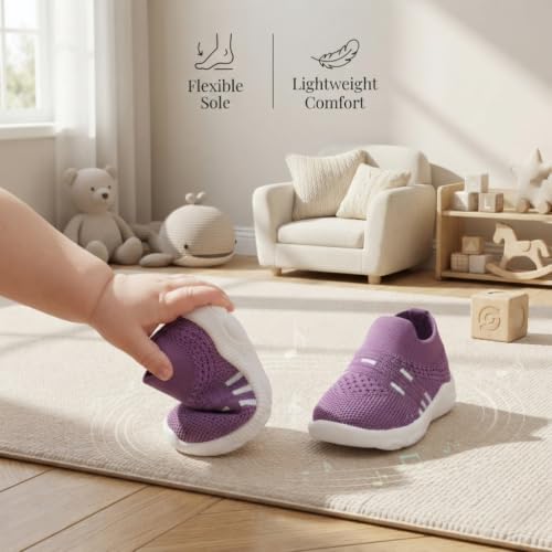 Image of Infant Shoes for Baby Boys & Girls | Musical Sound Walking Shoes | First Walker Shoes for Toddlers | Lightweight Breathable Knit Sneakers | Soft Sole Comfortable Slip On Shoes for Newborns, Babies & Kids