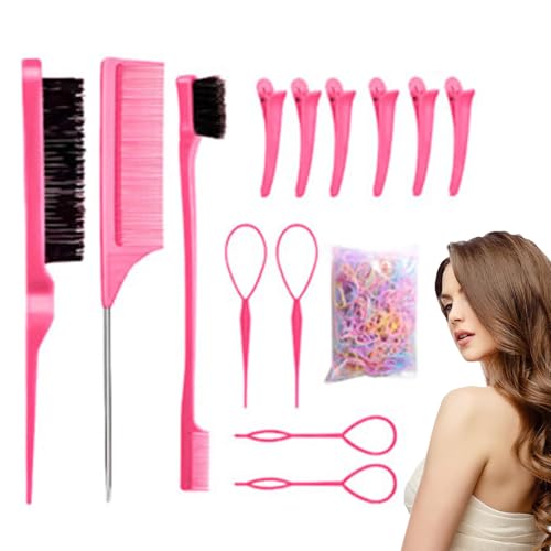 Set de peines – Cepillo de pelo natural – Peines de pequeño tamaño y cepillo desenredante para mujeres y niñas, uso en salón y peluquero para , volumen y estilo diario