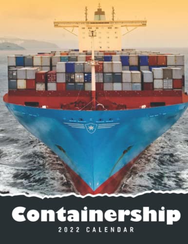 Containership 2022 Calendar: Cargo Ship On Blue Ocean Landscape Monthly Calendar Mini Planner January 2022 to December 2022 bonus last 4 months 2021 | Classroom, Home, Office