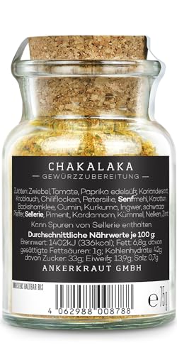 Ankerkraut Chakalaka Namibia, Gewürzmischung für Afrikanische Gerichte, Südafrika Style Braii selber zubereiten, traditionelles Gewürz, 75 g im Korkenglas