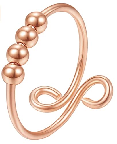 Anillo antiansiedad, anillo ajustable de diseño único cuentas anillo de giro Cover