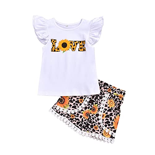 Conjunto de pantalones cortos de leopardo y girasol para los días de parque de tu bebé