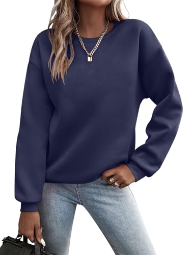 TICTICMIMI Women's Long Sleeve Tops Casual Color Block/Solid Cute Crewneck Sweatshirts Pullover Fall Shirts