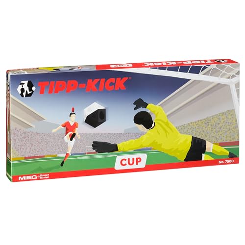 TIPP-KICK Cup 108x71 cm avec Bordure – Le Set de Football de Table prêt-à-Jouer avec 2X Joueurs, 2X Gardiens, 2X buts en Filets, 2X Ballons I Tapis de Jeu Feutre – Jeux Simulation Foot Figurine