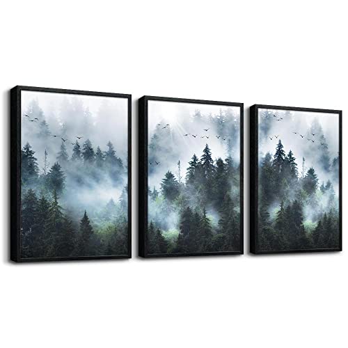 DZRWUBHS Framed Canvas Wall Art - 3 Piece Set, Foggy ...