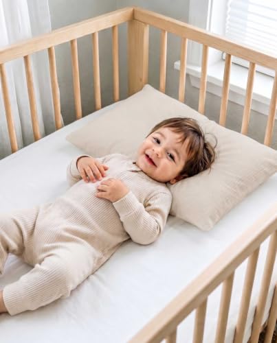 Image of Toddler Pillowcases for 14 inchx20 inch Pillow 2 Pack, Muslin Small Toddler Baby Kids Travel Pillow Covers for Boys Girls with Envelope Closure (Beige & Sage, 14 x 20 Inch)