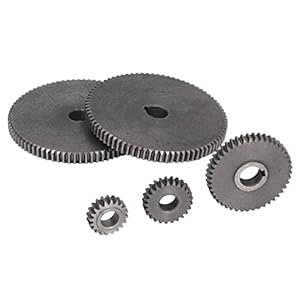 5 Piece Lathe Gear Set for Metal Cutting Machine, HT250 Grey Iron, T80 T45 T25 T20 Gears, Replacement Accessory Kit