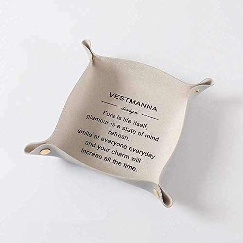 Petit Carré En Cuir Valet Snap Bijoux Plateau Bracelet Vintage Rétro Lettre Décoration Bibelot Plateau Boucles D'oreilles Collier Anneau Plaques De Rangement Chevet Plateau De Rangement pour Key Coin