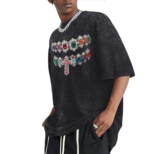 Oversized Tshirts for Men Graphic Vintage Tees Y2k Acid Wash Streetwear Shirts Hip Hop Grunge Harajuku Shirt Tops4